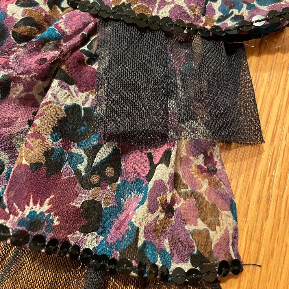 Betsey Johnson Silk Scarf with Floral Design